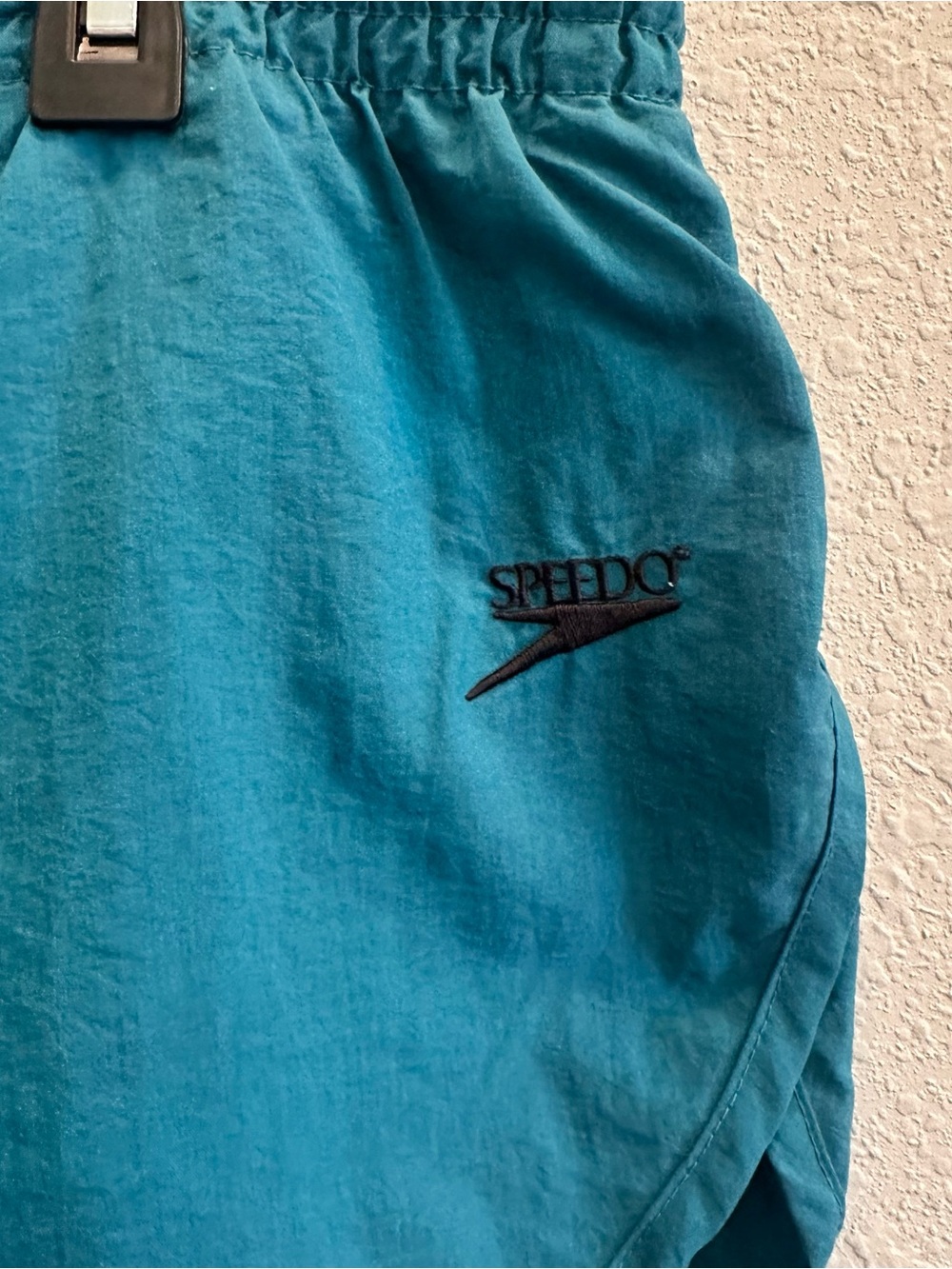 Speedo Mens Teal Vintage Swim Trunks Size XL Mesh Liner Dolphin Hem Water Shorts - Picture 2 of 5
